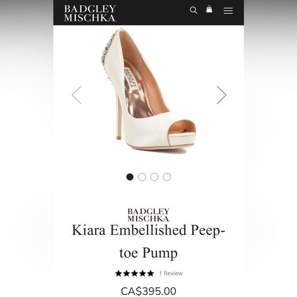 Badgley Mischka Kiara Embellished Peep-toe Pump Ivory 6.5 - Picture 4 of 12